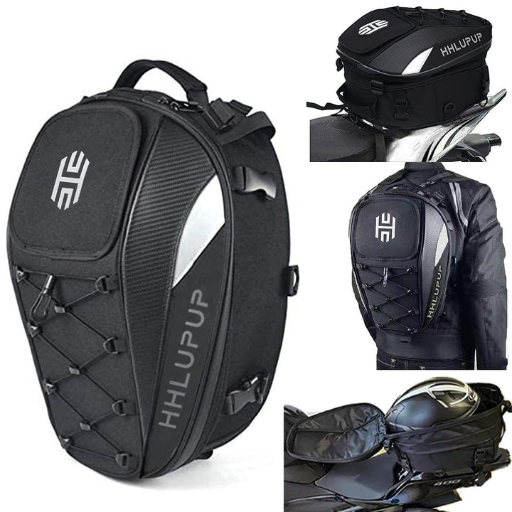 Motorcycle Tail Bag Seat Helmet - 38L Motorcycle Backpack Waterproof Luggage Bags Waterproof Luggage Bags Motorbike Helmet Bag 25L-38L Large Capacity Dual Use Bag (White)