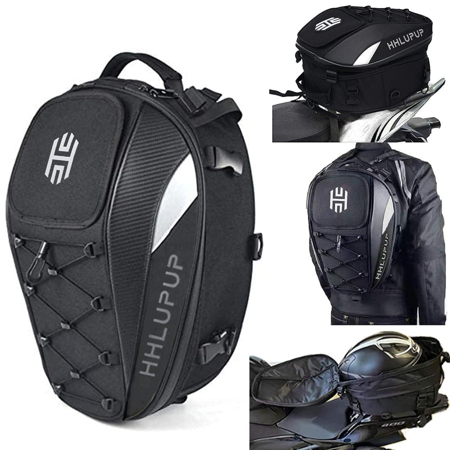 Motorcycle Tail Bag Seat Helmet - 38L Motorcycle Backpack Waterproof Luggage Bags Waterproof Luggage Bags Motorbike Helmet Bag 25L-38L Large Capacity Dual Use Bag (White)