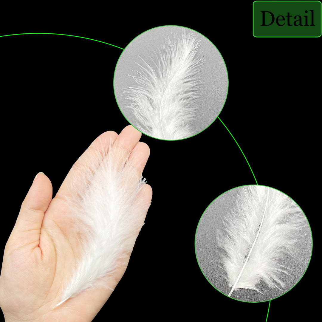 200pcs White Feathers for Dream Catcher Crafts Wedding Home Party Decorations Jewelry Making 4-6 Inch Rooster Saddle Hackle Feathers