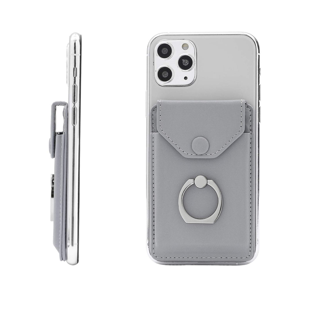 RFID Card Holder & Ring Stand for iPhone, Android, All Smartphones - Light Grey