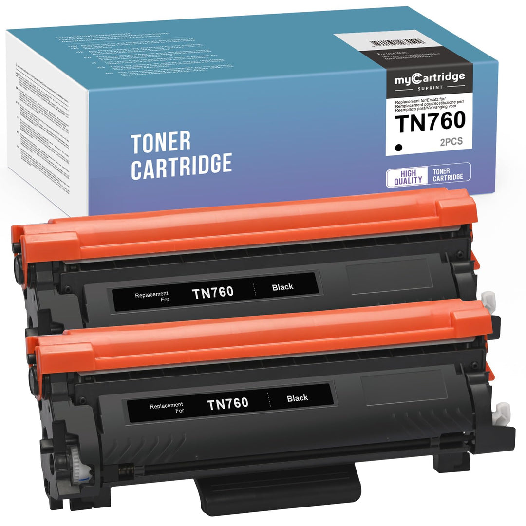 MYCARTRIDGE SUPRINT TN760 Compatible Toner Cartridge Replacement for Brother TN760 TN-760 TN730 High Yield Black Toner for HL-L2350DW MFC-L2750DW DCP-L2550DW HL-L2370DW Printer 2-Pack TN-760 Toner