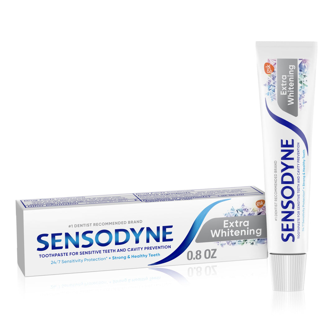 Sensodyne Extra Whitening Toothpaste for Sensitive Teeth, Cavity Prevention and Sensitive Teeth Whitening - 0.8 Ounces