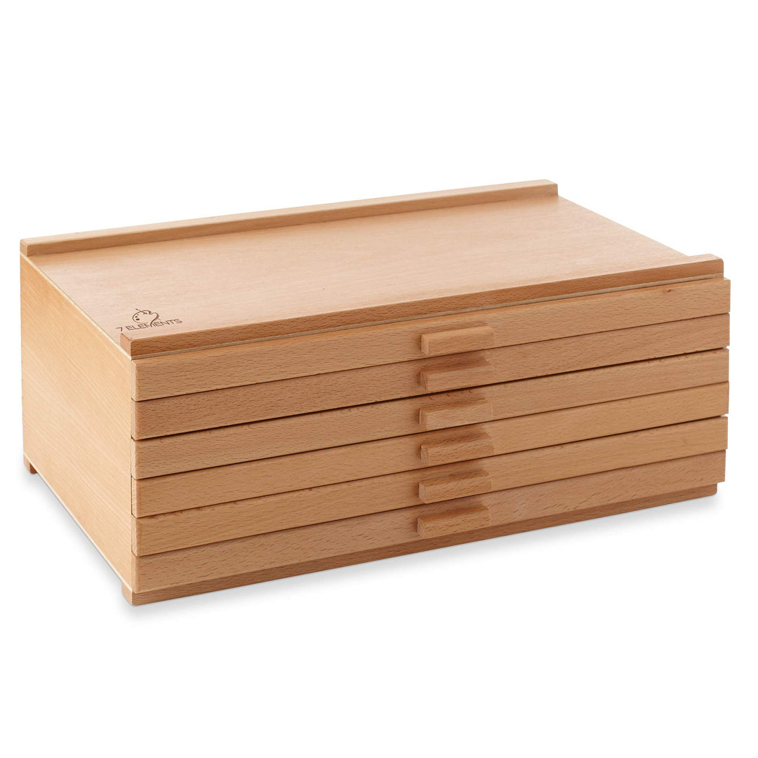 6 Drawer Wooden Artist Storage Supply Box for Pastels, Pencils, Pens, Markers, Brushes and Tools