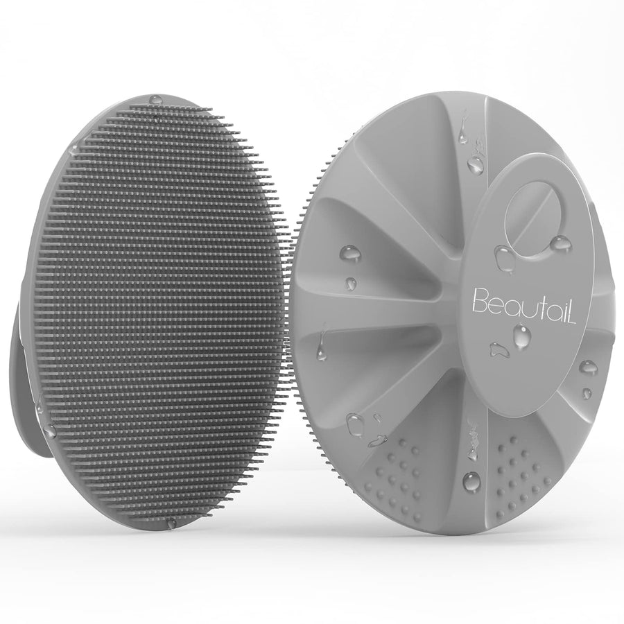 Silicone Body Scrubber Shower Bath Wash Brush Gentle Exfoliating Scrub Cleansing Loofah for Women Men Baby Sensitive Skin, Easy to Clean, Lather Nicely, More Hygienic, 1 Pack, Gray