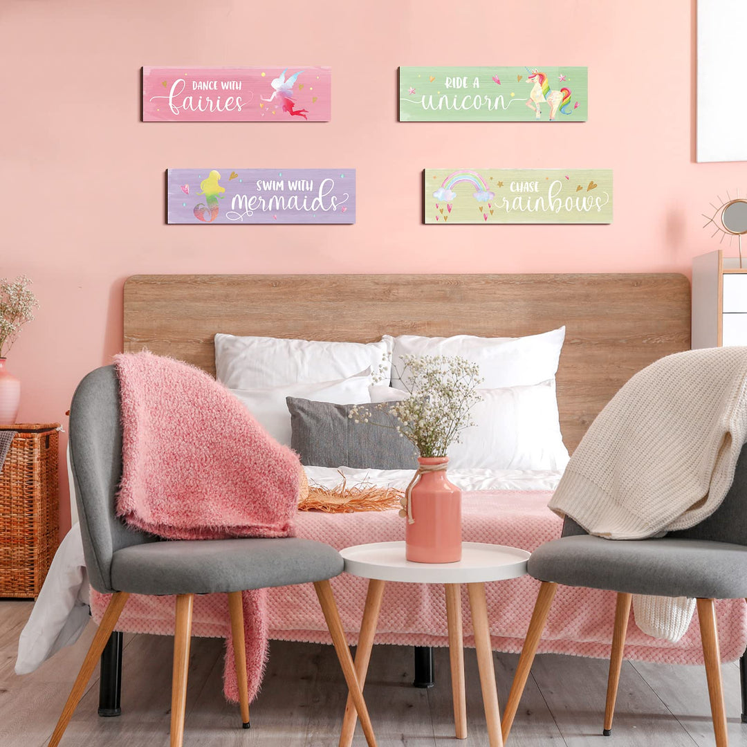 Unicorn Rainbow Girls Room Wall Decor Unicorn Rainbow Motivational Wall Art Inspirational Wall Art Room Decor Unicorn Bedroom Decor for Girls Kids Bedroom Nursery Decorations (Novel Style)