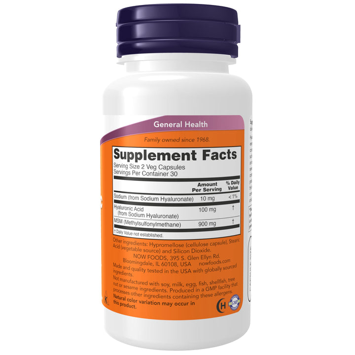 Supplements, Hyaluronic Acid 50 mg with MSM, Joint Support*, 60 Veg Capsules (Pack of 1)