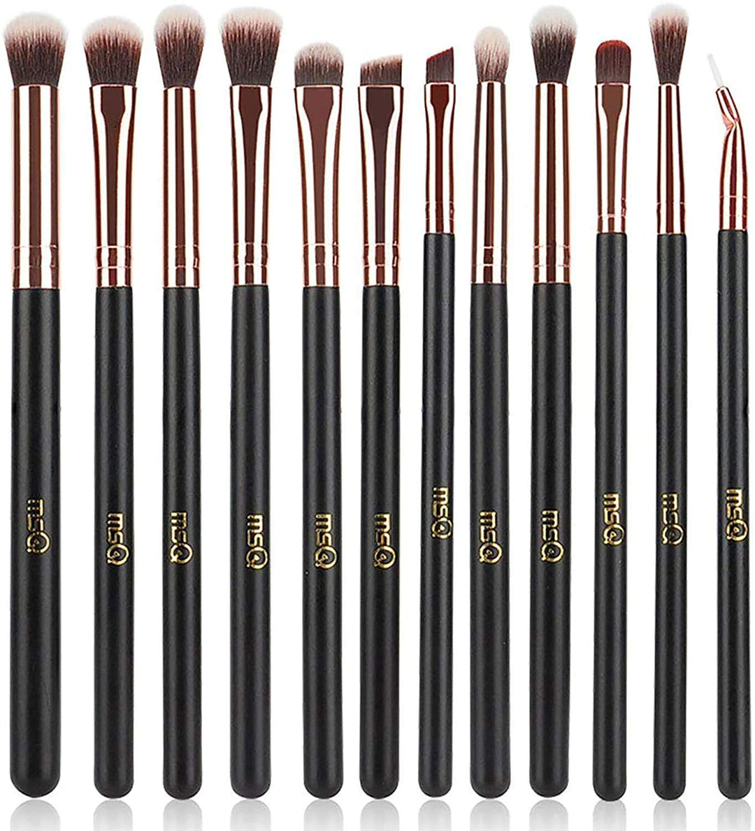 Eye Makeup Brushes 12pcs Rose Gold Eyeshadow Makeup Brushes Set with Soft Synthetic Hairs & Real Wood Handle for Eyeshadow, Eyebrow, Eyeliner, Blending - Rose Gold(without bag)