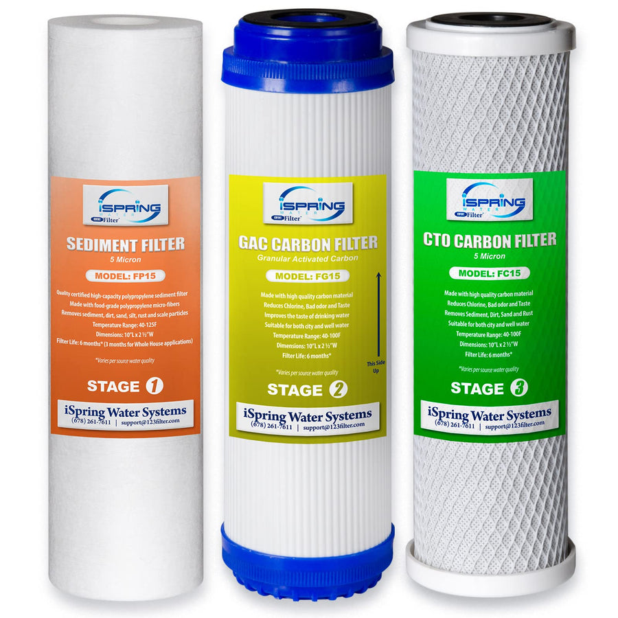F3 6-Month Prefilter Replacement Supply Filter Cartridge Pack Set for Standard Reverse Osmosis RO Systems, F3 , White