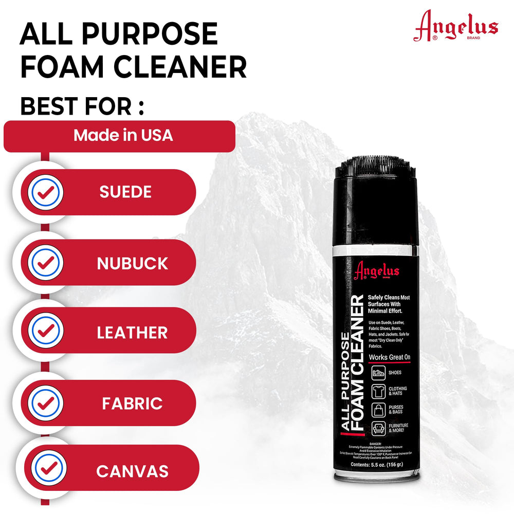 All Purpose Foam Cleaner for Shoes, Sneakers, Hiking Boots, Car Seats, Hats, Accessories - 5.5oz with Scrubbing Brush Top