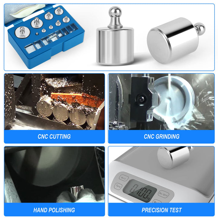 17 Pcs Scale Calibration Weight Kit, 10mg - 100g Precision Steel Calibration Weights, with Tweezers and Case for Digital Jewellery Scale Science Lab Weights Educational