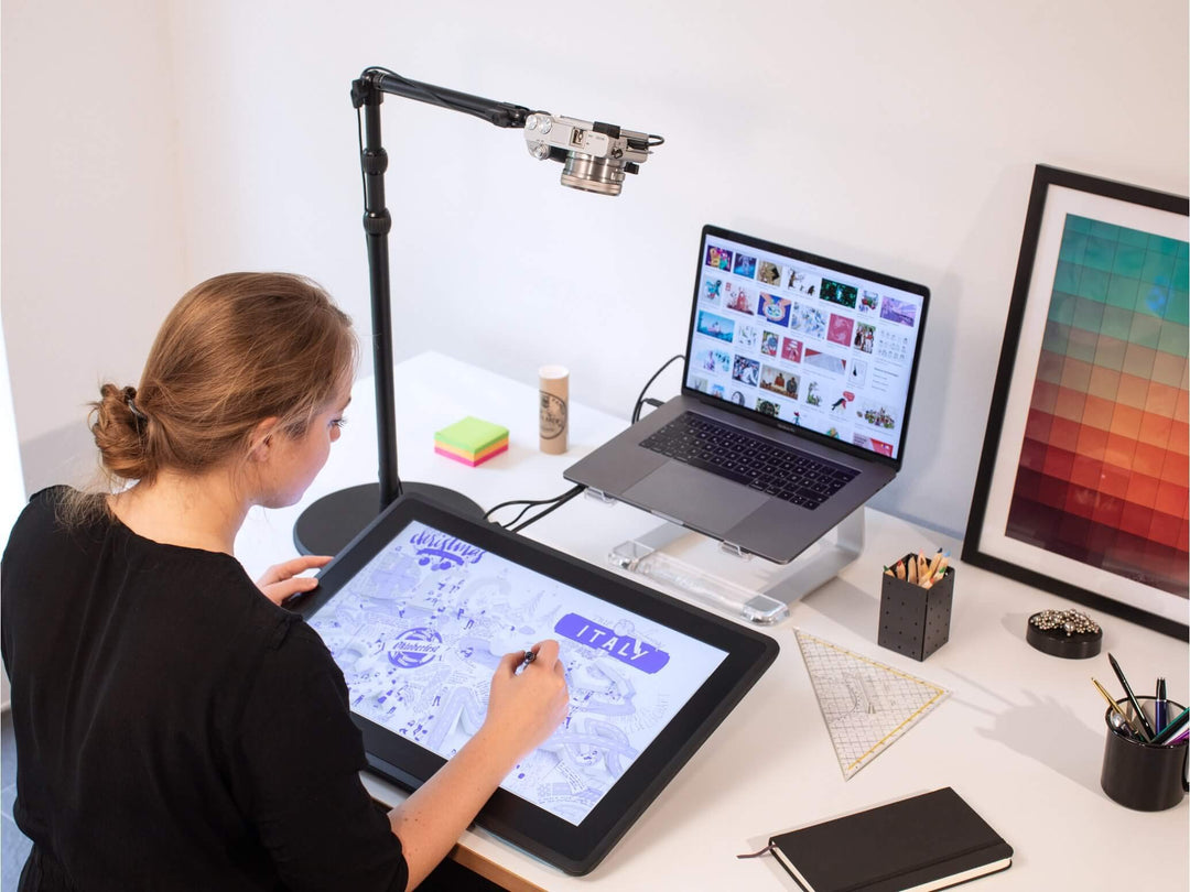Master Mount L - Premium Desk Clamp with Pole extendable up to 125cm/49in and 1/4 inch Thread to Mount Lights,Cameras, and Microphones,perfect for Streaming, Videoconferencing and Studios,Black