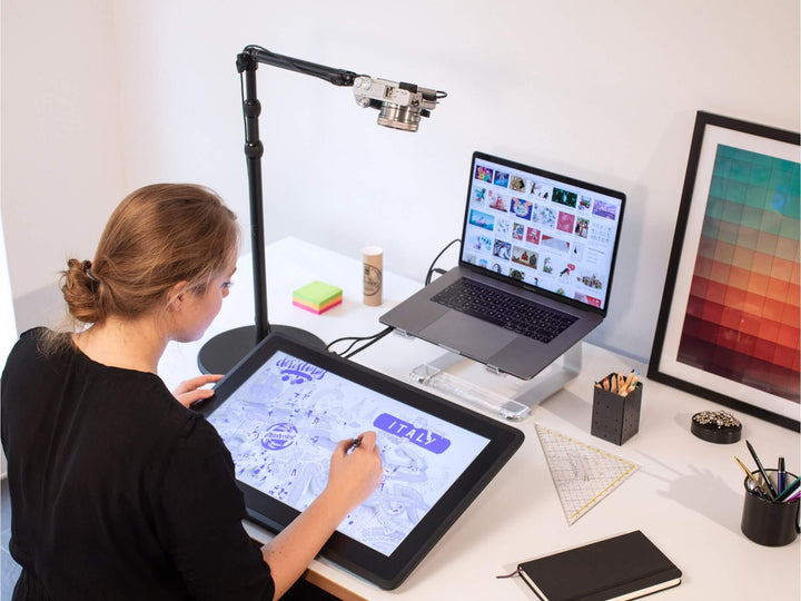 Master Mount L - Premium Desk Clamp with Pole extendable up to 125cm/49in and 1/4 inch Thread to Mount Lights,Cameras, and Microphones,perfect for Streaming, Videoconferencing and Studios,Black