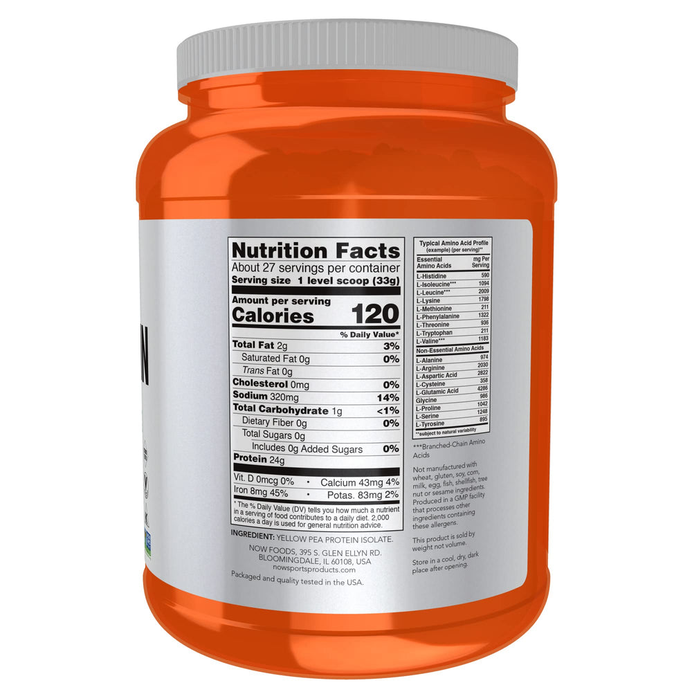Sports Nutrition, Pea Protein 24 g, Fast Absorbing, Unflavored Powder, 2-Pound