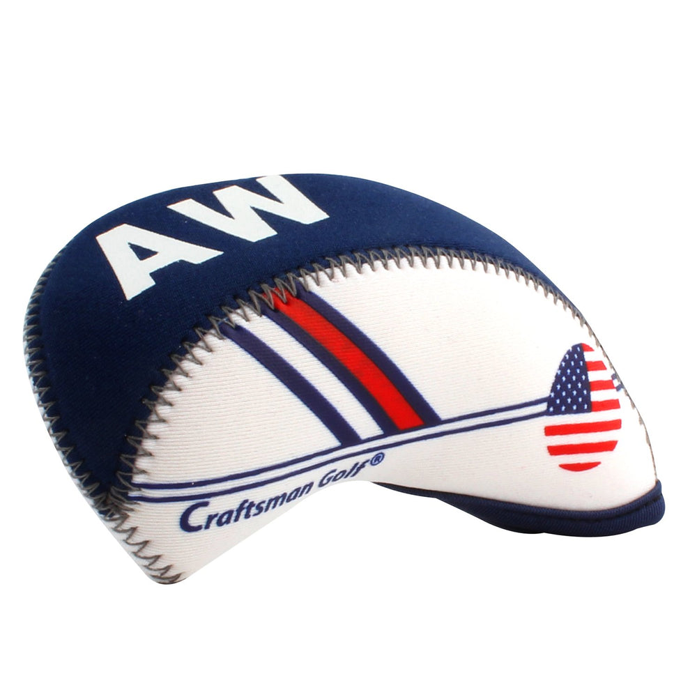 White & Blue US Flag Neoprene Golf Club Head Cover Wedge Iron Protective Headcover for Callaway, Ping, Taylormade, Cobra, Etc.