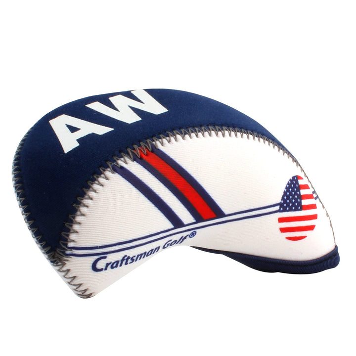 White & Blue US Flag Neoprene Golf Club Head Cover Wedge Iron Protective Headcover for Callaway, Ping, Taylormade, Cobra, Etc.