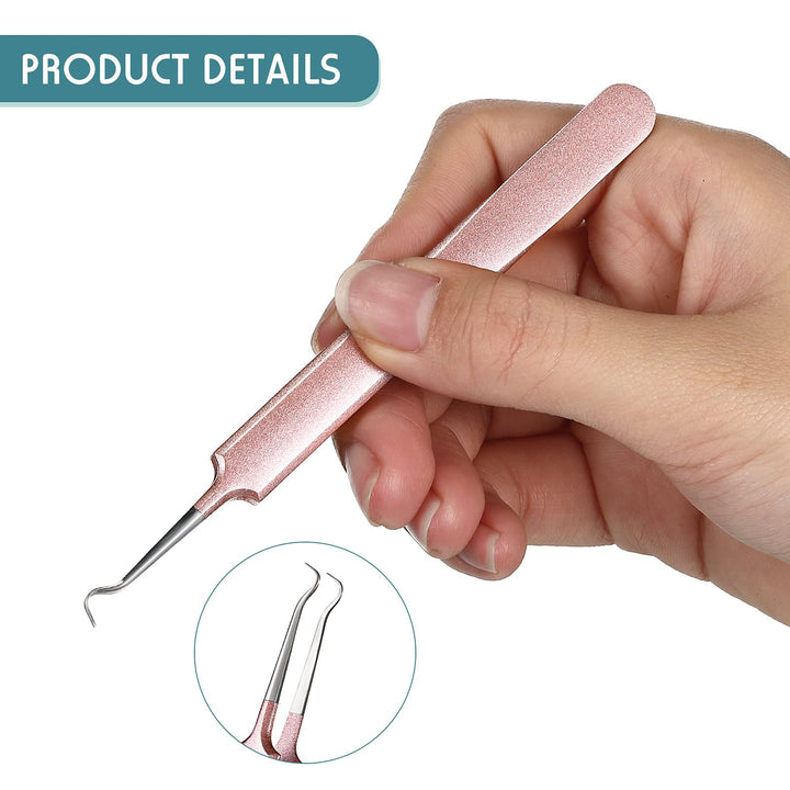 3 Pieces Blackhead Tweezers Acne Blemish Stainless Steel Blemish Extractor Tool for Remove Blackhead Acne Whitehead Pimple Bend Curved Tweezer Skin Blackhead Remover Tools (Champagne Purple)