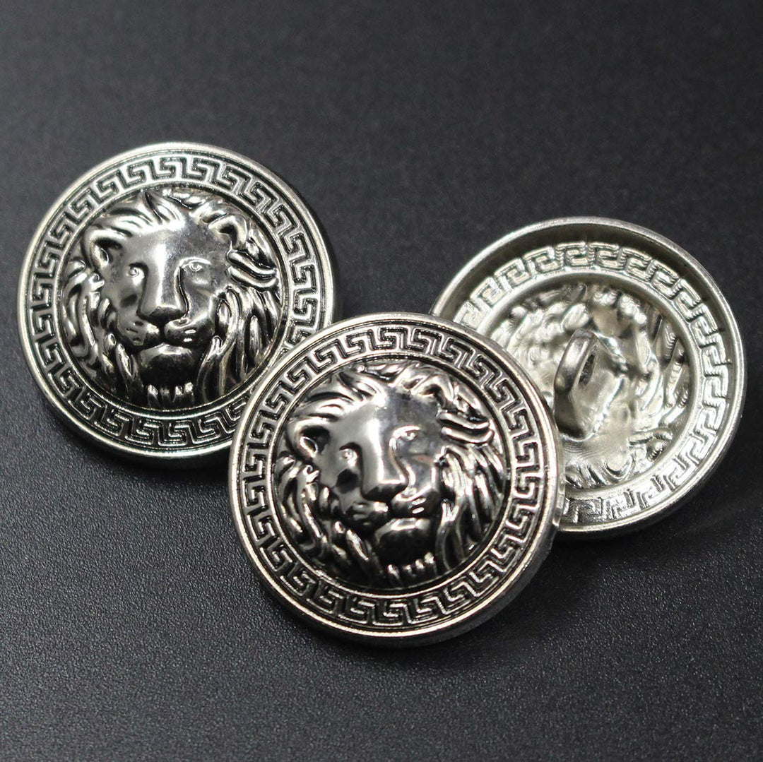 14 Pieces Silver Vintage Antique Metal Blazer Button Set - 3D Lion Head - for Blazer, Suits, Sport Coat,18mm 23mm
