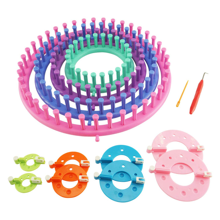 Long Knitting Loom Set with Hook Needle Kit for Yarn Cord Knitter 4 Looms (Long)