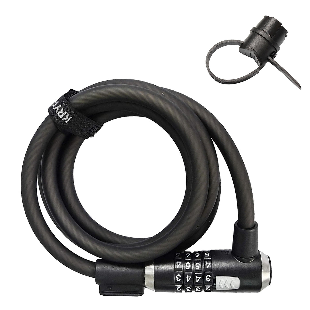 KryptoFlex Bike Lock Cable, 2FT/6FT/10FT Long 12mm Thick Heavy Duty Braided Steel Cable Anti-Theft Security Lock for Outdoor Equipment, Combination/Key Bike Lock