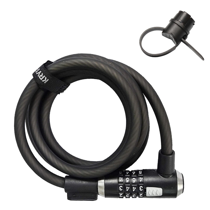 KryptoFlex Bike Lock Cable, 2FT/6FT/10FT Long 12mm Thick Heavy Duty Braided Steel Cable Anti-Theft Security Lock for Outdoor Equipment, Combination/Key Bike Lock