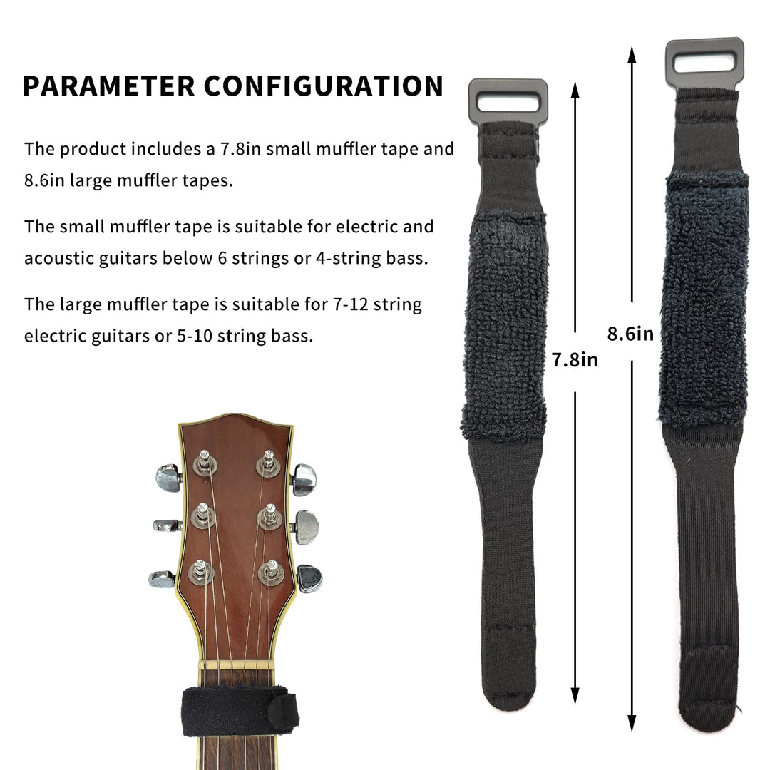 2PCS Guitar String Mute Damper,Guitar String Cover Tape, Adjustable Bass Mute, Fingerboard Mute Tape, Musical Instrument Accessories(Black)