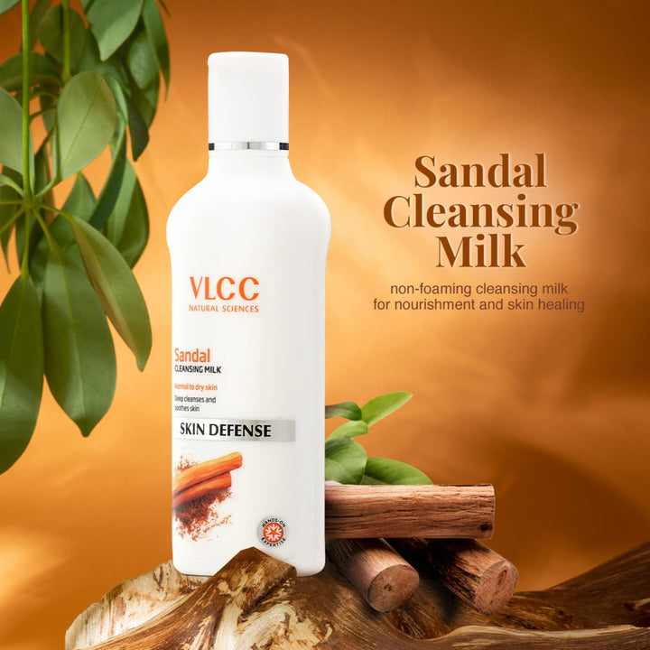Sandal Cleansing Milk - 100ml - Deep Cleanses & Soothes Skin. With Sandal, Ashwagandha, Fenugreek & Indian Berberry Extracts, Almond and Olive Oils.