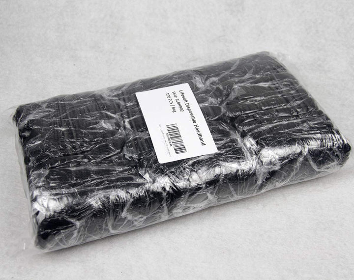 100 Count Disposable Facial Spa Headbands, Individual Wrapped (Black)
