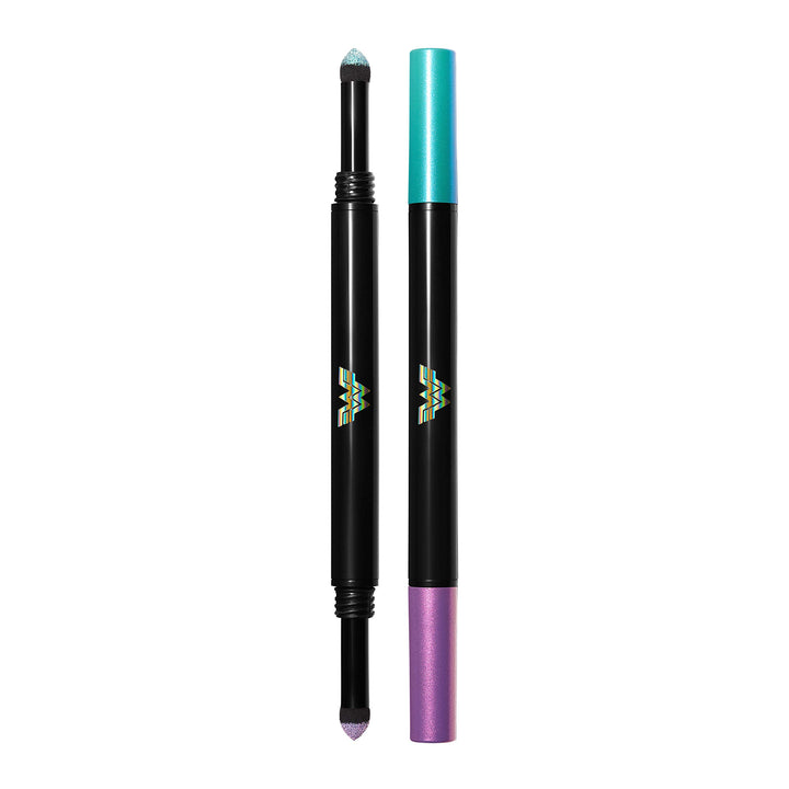 Revlon x WW84 Wonder Woman Transforming Eye Powders, Dual-ended Eyeshadow Stick with Holographic Shimmer, 001 Turquoise/Purple, 0.028 oz