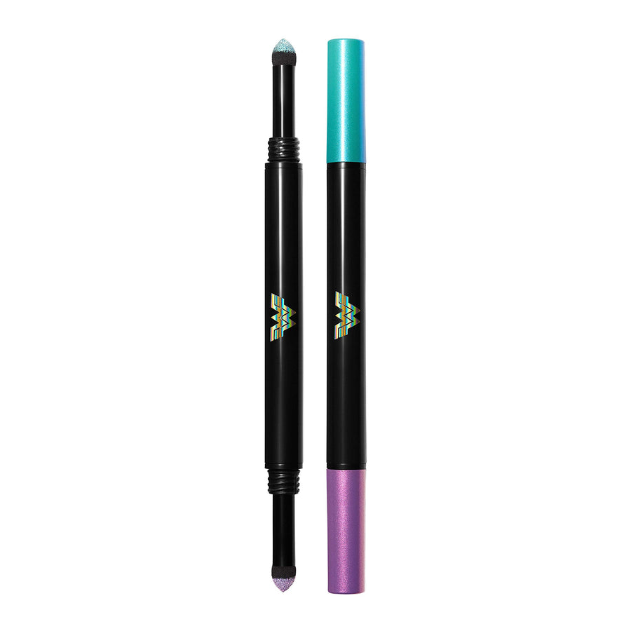 Revlon x WW84 Wonder Woman Transforming Eye Powders, Dual-ended Eyeshadow Stick with Holographic Shimmer, 001 Turquoise/Purple, 0.028 oz