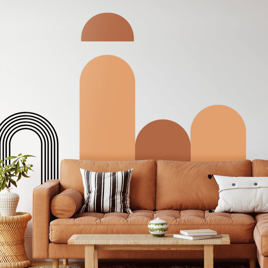 5 Pieces Arch Wall Decal Boho Wall Decal Peel and Stick Modern Polka Dot Decals Arch Wall Stickers Terracotta Wall Decor Art Murals Wall Decal Removable Minimalist Wallpaper for Bedroom Living Room