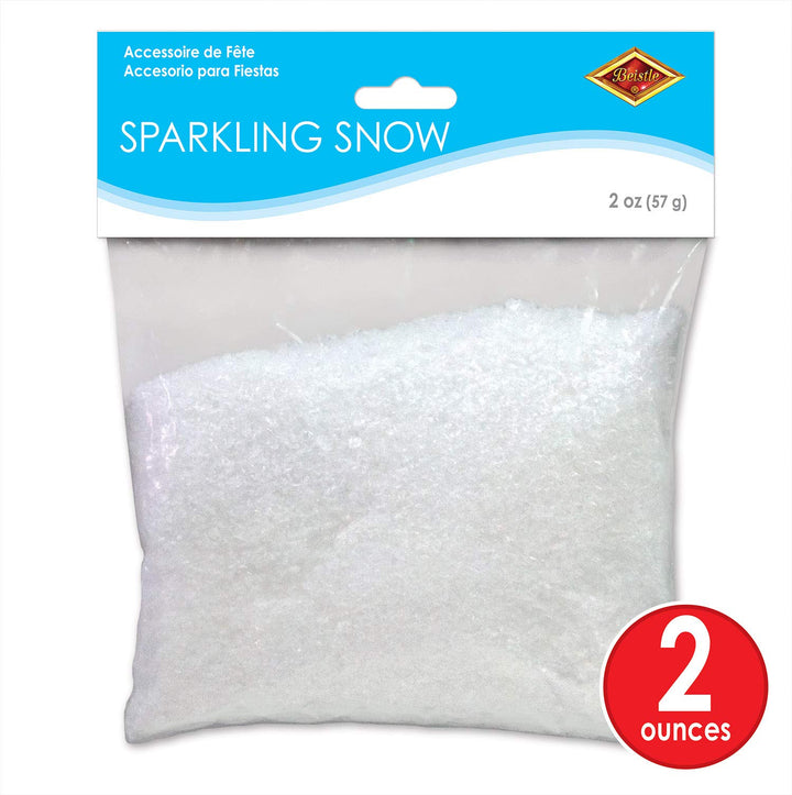 Sparkling Snow, Sparkling Snow Confetti, Christmas Decorations & Holiday Plastic Snowflakes, Wintertime Snowy Iridescent Decor, 2 oz. Pkg.