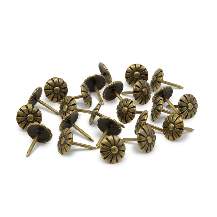 Home 9013 Daisy Decorative Nails, 7/16-Inch, Antique Brass (24-Piece)