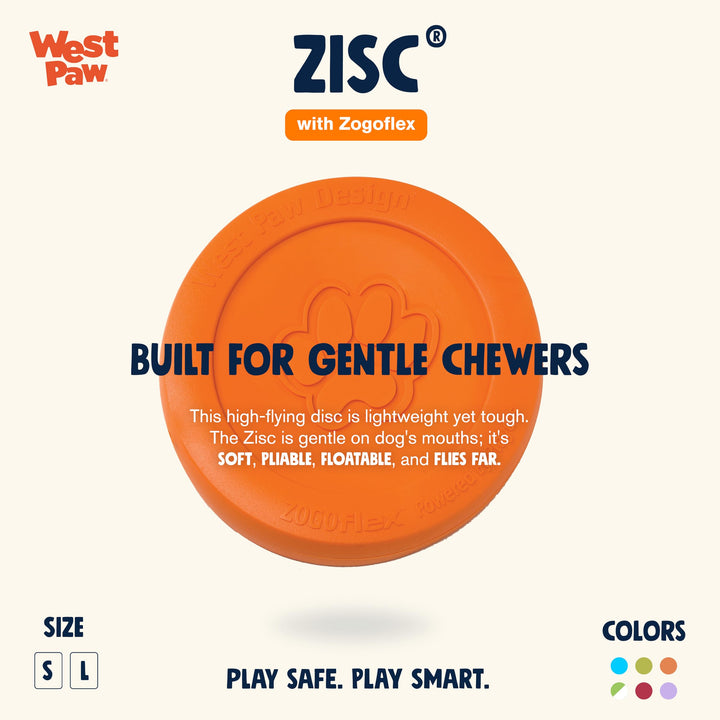 West Paw Zogoflex Zisc Dog Flying Disc, High Flying Aerodynamic Disc for Dogs Puppy – Lightweight, Floatable Disc for Fetch, Tug of War, Catch, Play – Doubles as Food/Water Bowl, Small 6.5, Tangerine