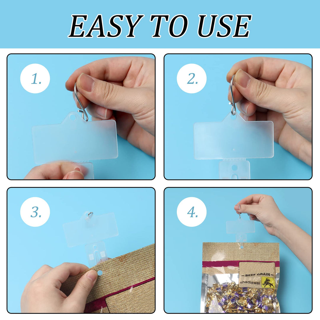 16 Pack Station Hanging Commodity Display Strips 24.7inch Plastic Station Display Hanging Strips Retail Candy Chip Bag Hanging Display Clip with Hooks & Label Header