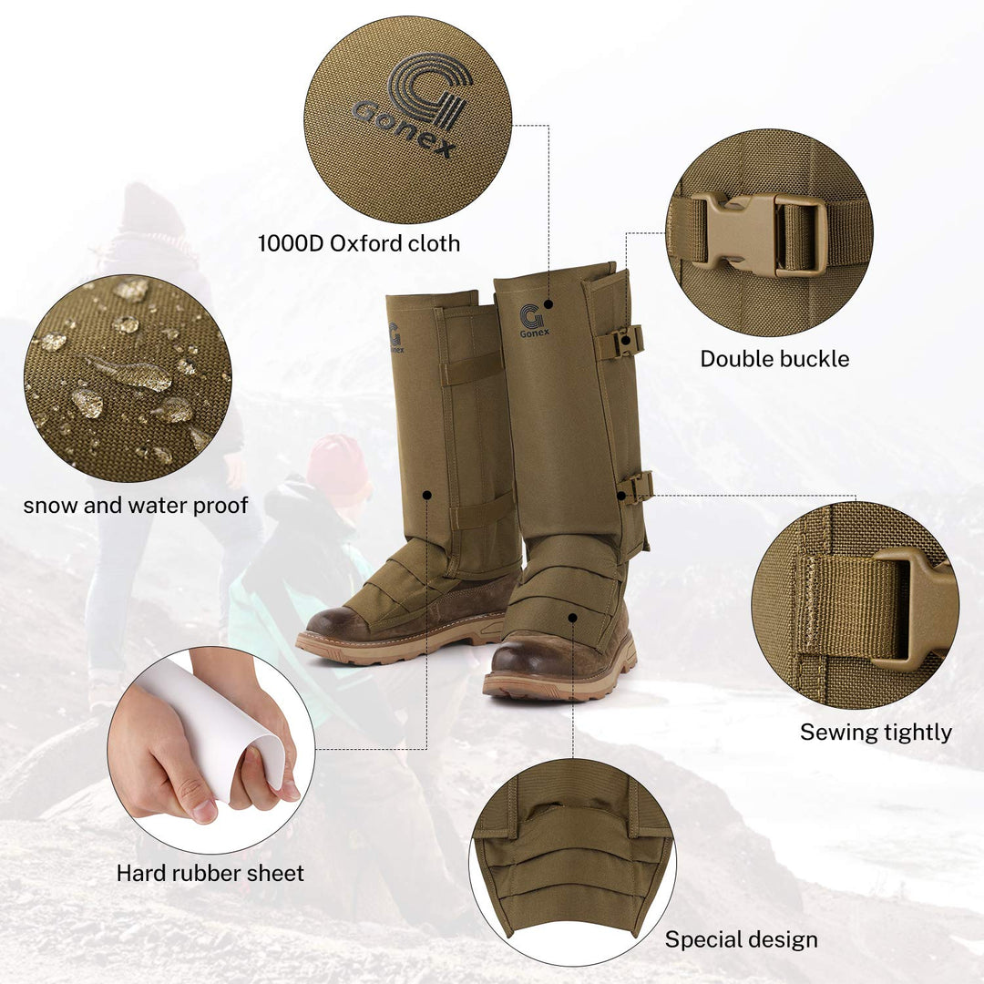 Snake Gaiters, Waterproof Snake Guards, Snake Bite Protection for Lower Legs, Snake Proof Gaiters Fit for Men & Women, Adjustable Size, Pack of 1