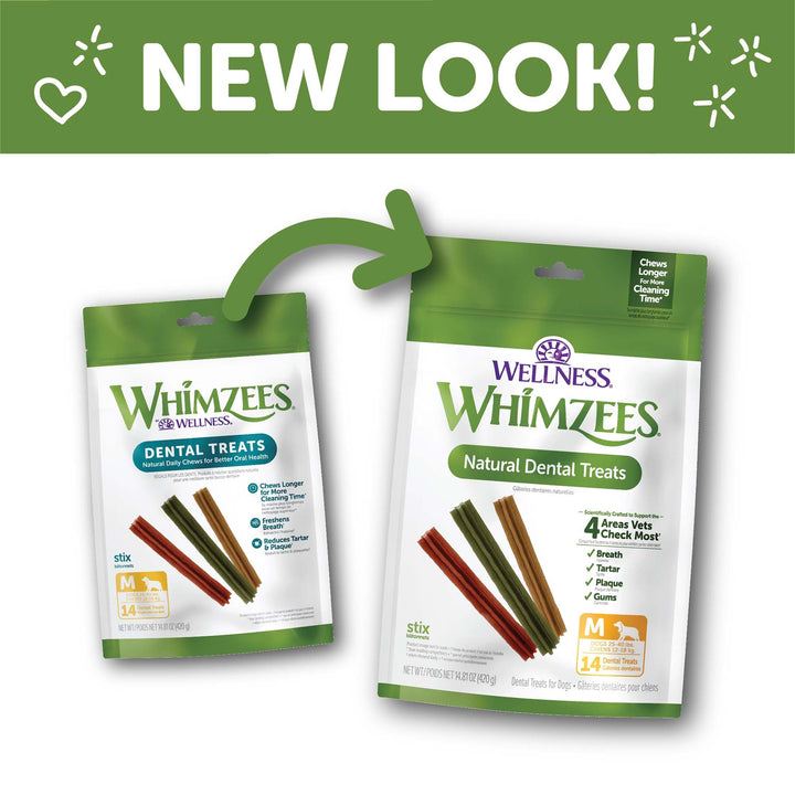 Wellness Stix Dog Dental Treats, Natural Chews, Medium Size Stick, (14 Count)