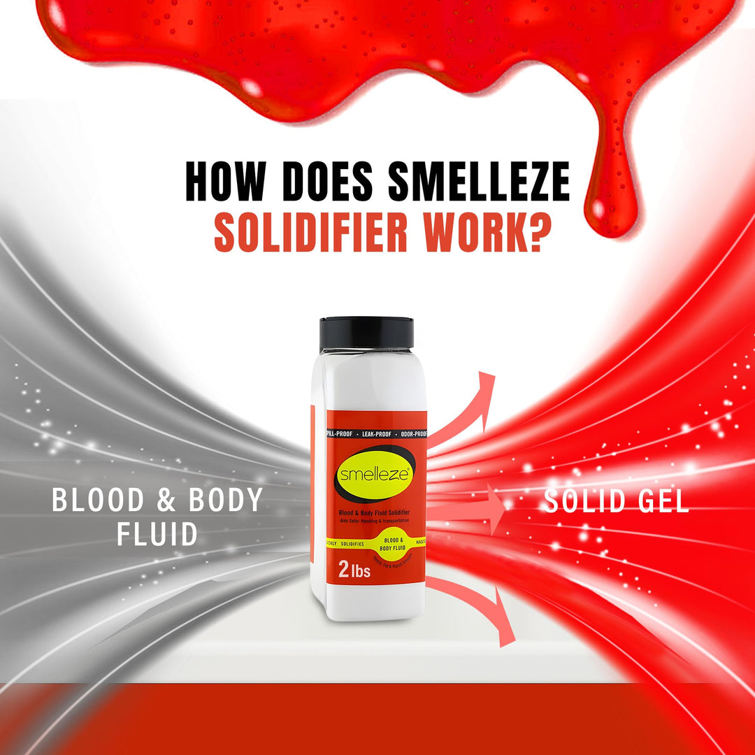 SMELLEZE Blood & Body Fluid Clean Up Super Absorbent Solidifier & Deodorizer: 2 lb. Granules