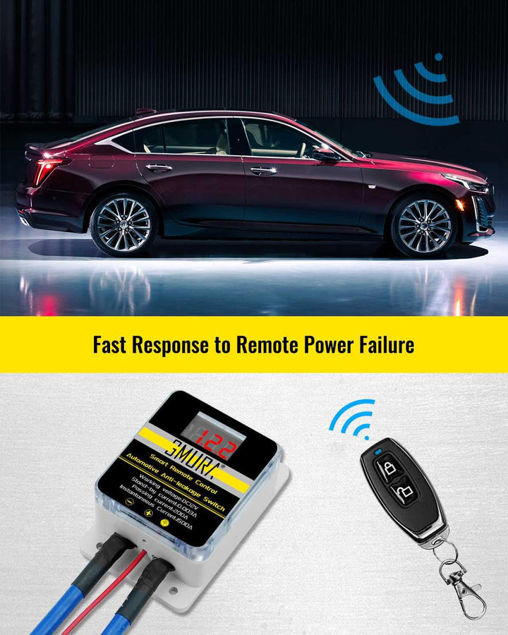 Kill Switch for Car Remote Battery Disconnect Switch 12V 200A with Led Digital Display, Automotive Wireless Remote Control Anti Theft Battery Shut Off Switch Dual Battery Kill Switch for Truck RV ATV