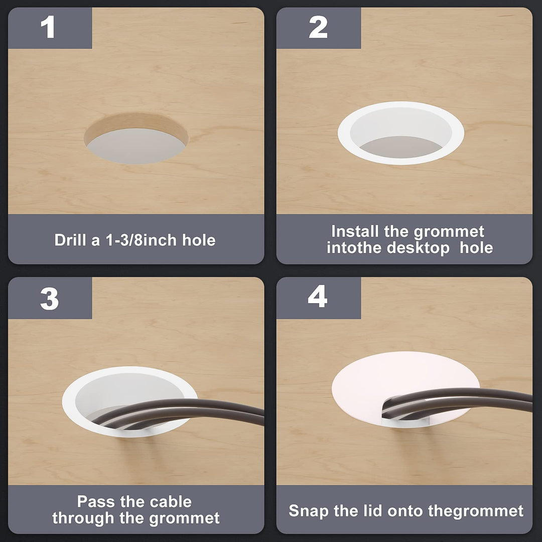 2 inch Black Desk Grommets, 6pcs Plastic Grommet Kit, Hole Cover for Wiring, Cable, Cord, Furniture