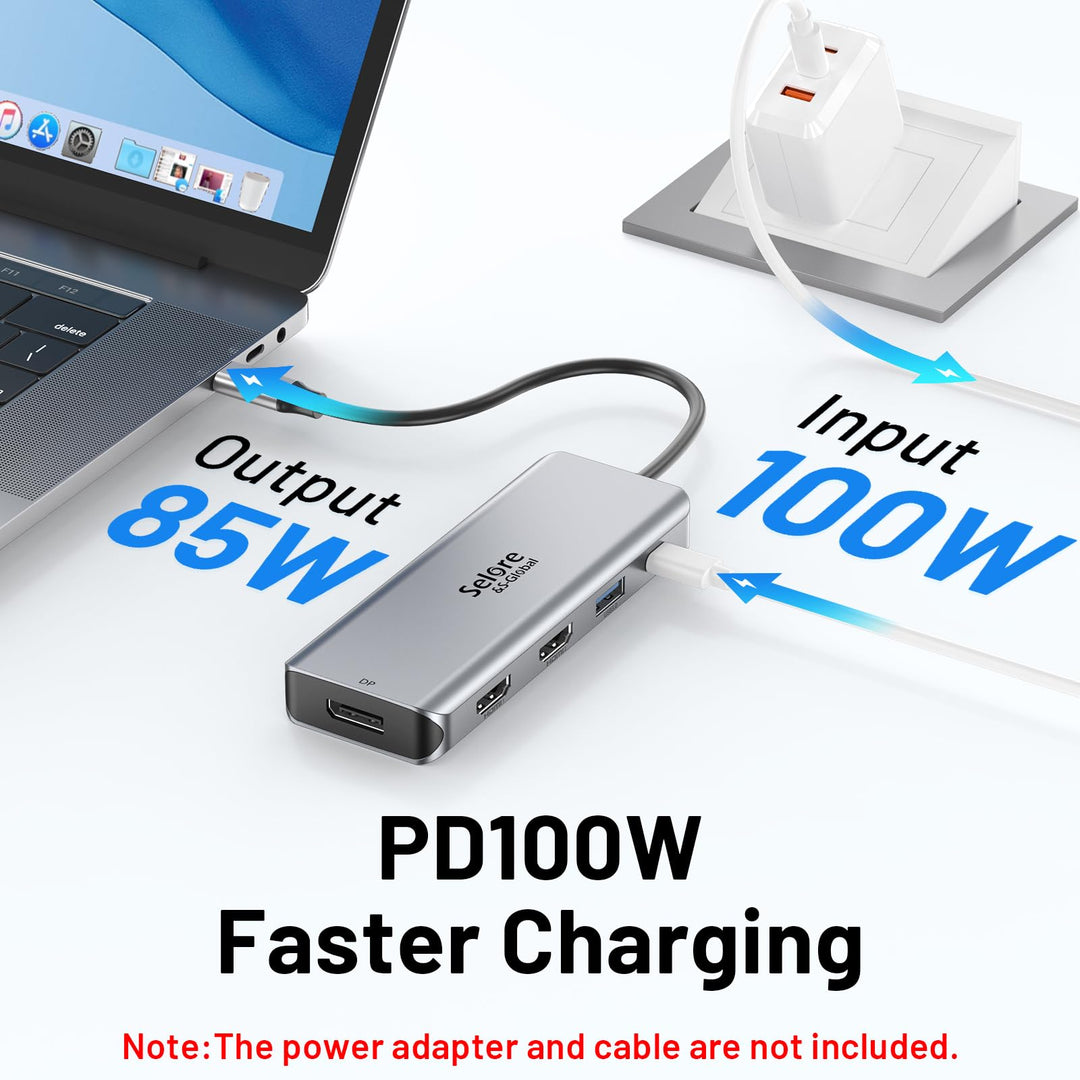 USB C Docking Station Dual Monitor, 9 in 1 Triple Display Docking Station to Dual HDMI Adapter Displayport SD TF Card Reader 2USB 2.0, 1 USB 3.0, 100W PD for USB C Thunderbolt 3/4 Laptops