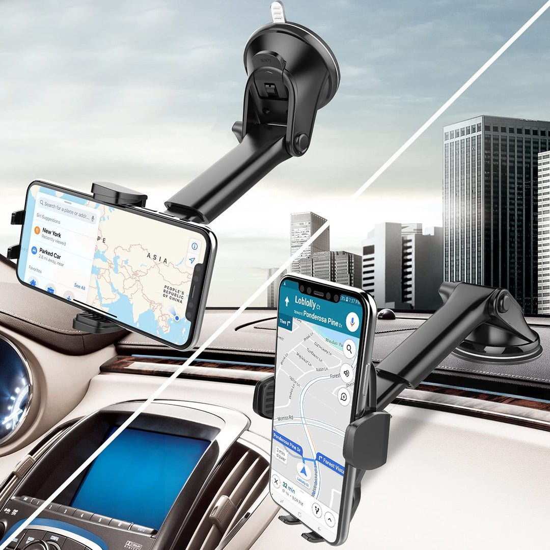 Car Phone Holder Mount Universal Dashboard Windshield Phone Mount for Car Sturdy Suction Cup Compatible with iPhone Samsung All 4”-7” Phones