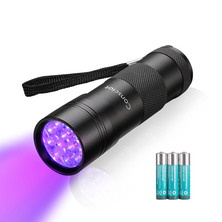 UV Flashlight Black Light, 12 LED 395nm Ultraviolet Blacklight, Portable Mini Torch Light Pet Urine Detector for Dog/Cat Urine, Dry Stains, Bed Bug, Matching with Pet Odor Eliminator