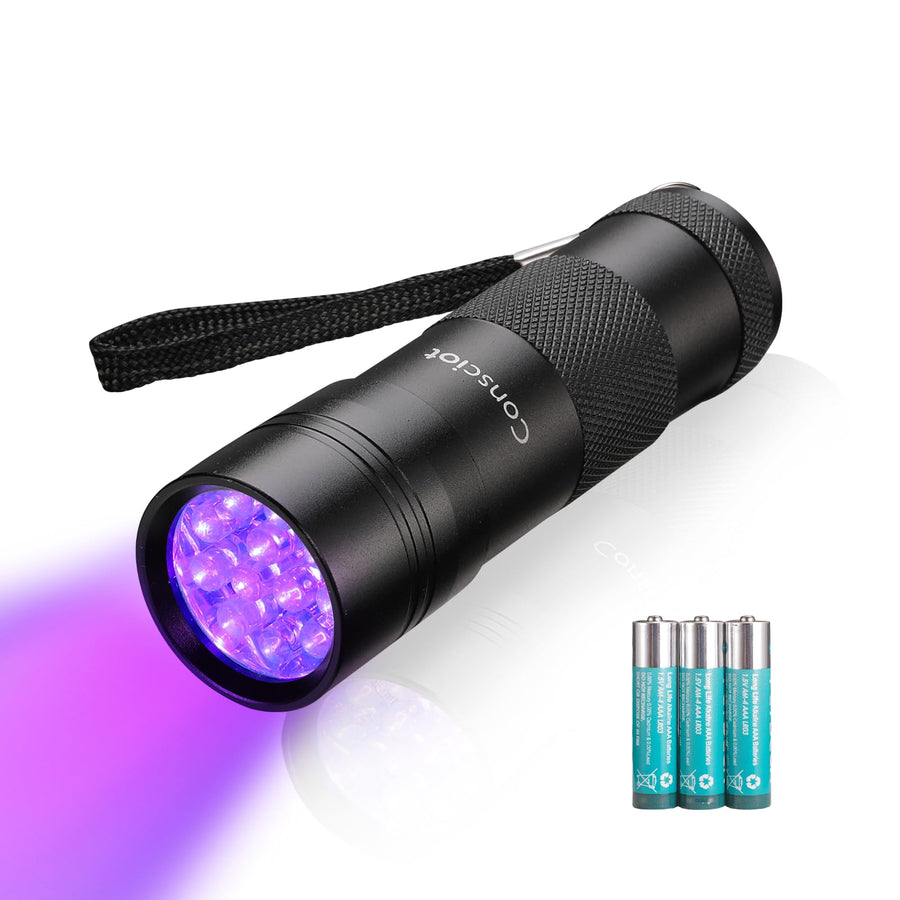 UV Flashlight Black Light, 12 LED 395nm Ultraviolet Blacklight, Portable Mini Torch Light Pet Urine Detector for Dog/Cat Urine, Dry Stains, Bed Bug, Matching with Pet Odor Eliminator