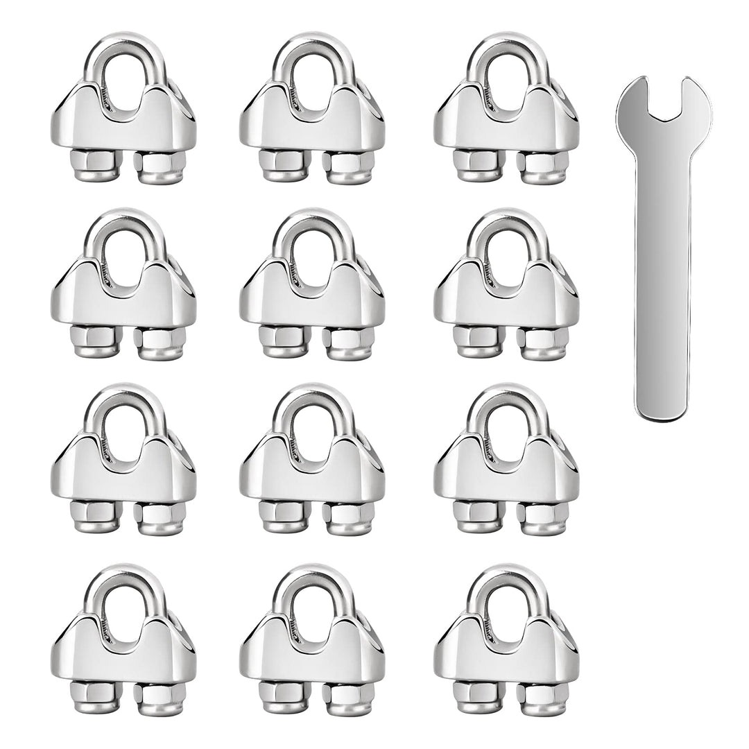 Wire Rope Clip M2 Cable Clamps with Locknut, Stainless Steel U Bolt Saddle Clamp Fasteners with Lock Nuts for Ø 2mm 1/16 Rigging Rope and Tension Cable Garden Wire Ropes 12pcs