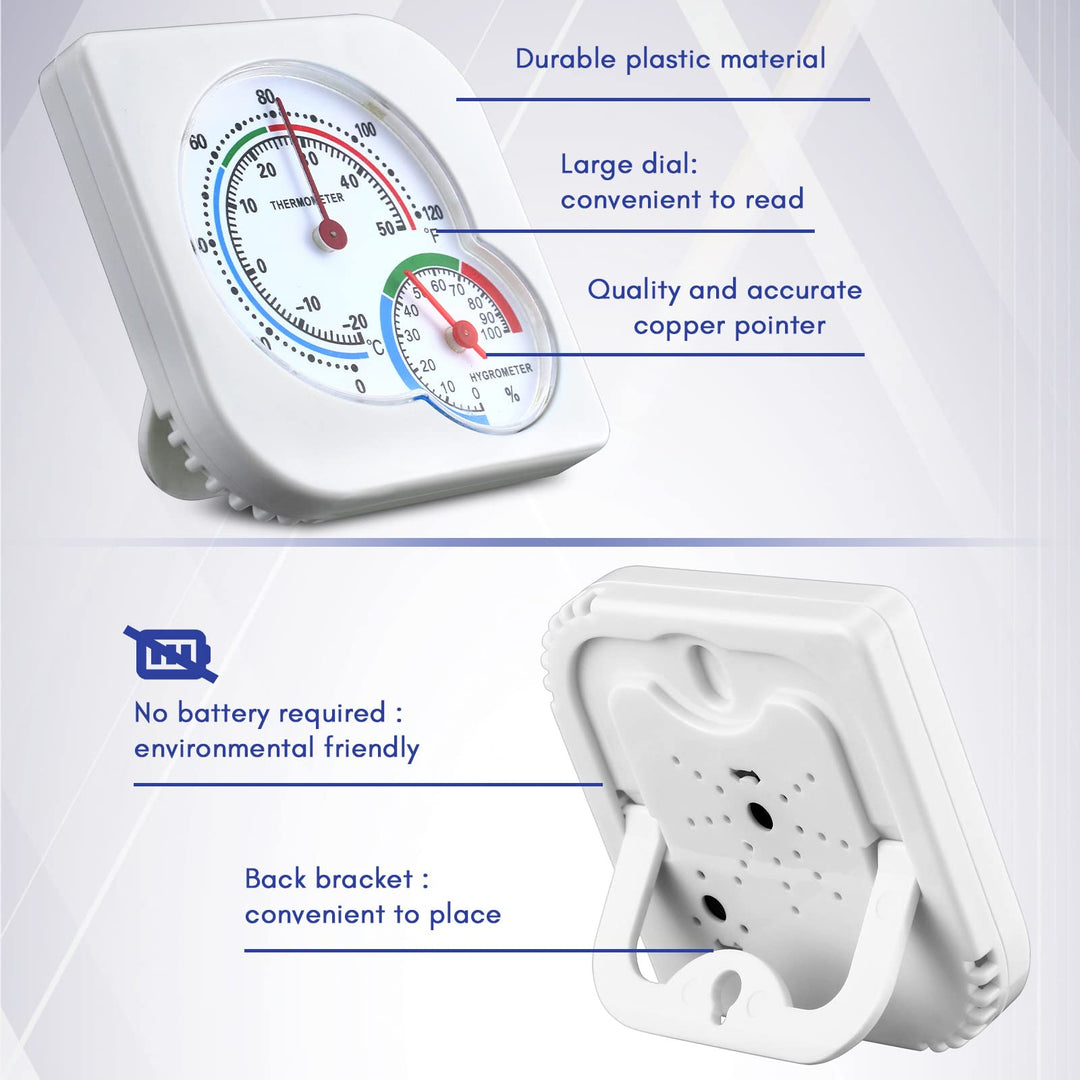 6 Pcs Indoor Thermometer and Humidity Gauge Indoor Mini Thermometer Hygrometer Temperature Humidity Meter Temperature and Humidity Monitor with Pointers for Home, Kitchen, Planting Room