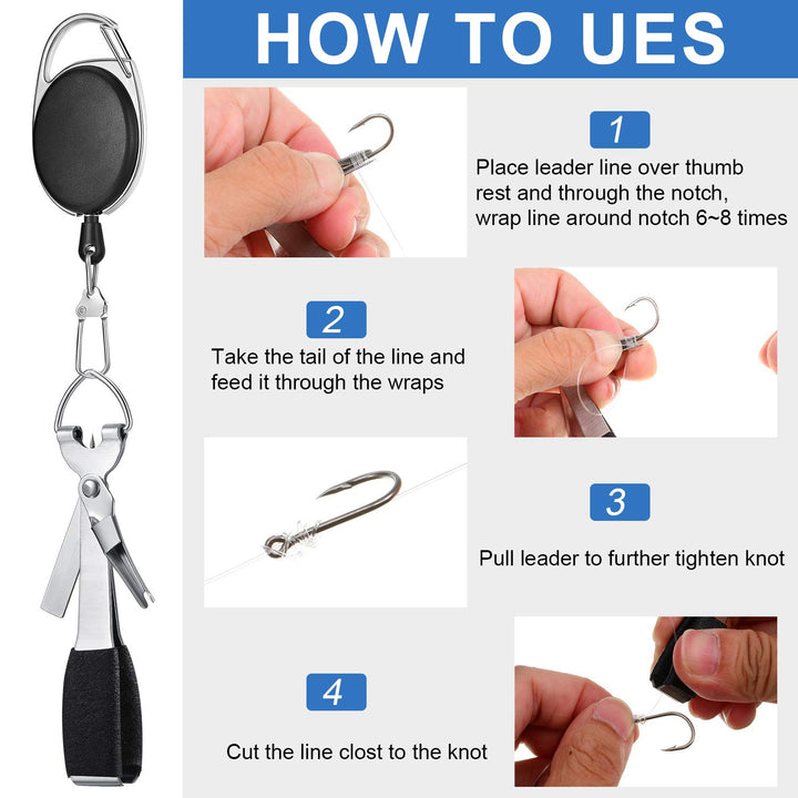 8 Pieces Fly Fishing Tools Accessories Include 4 in 1 Fly Line Clipper Black Knot Tyer Fishing Line Nipper Fishing Hook Remover Forcep Retractors Keychains and Fishing Lanyard for Anglers