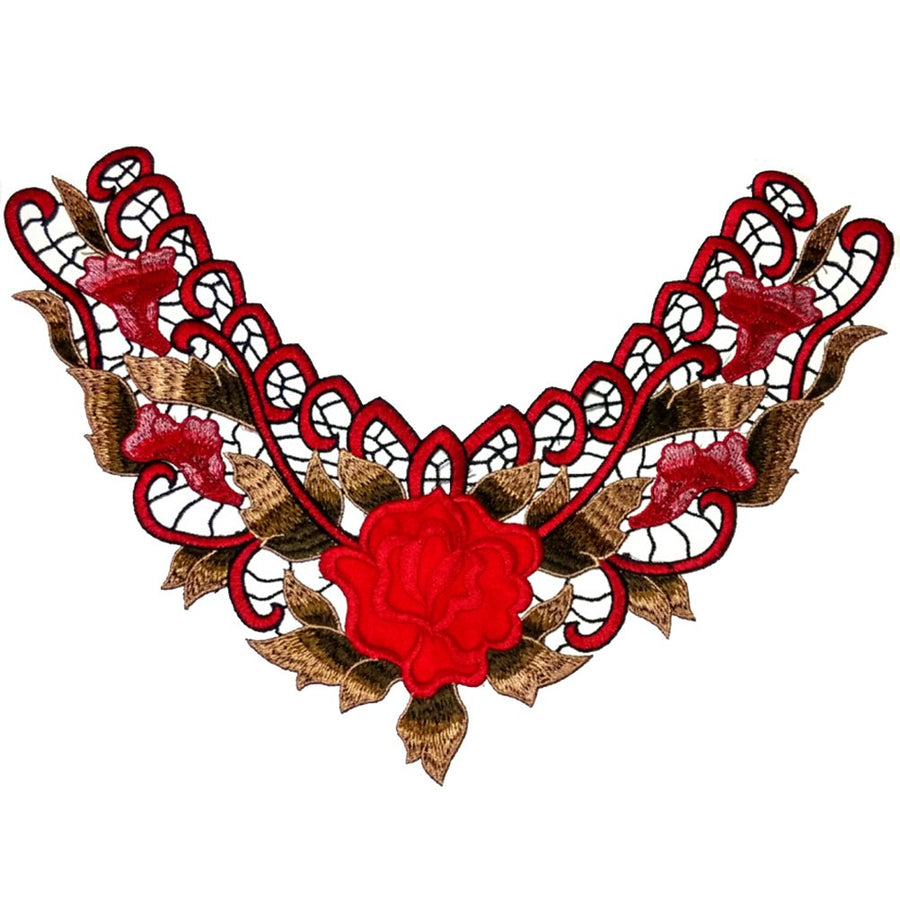 4 Pcs Neckline Applique Collar Patch Embroidered Floral Lace Neckline Patches Collar Fabric Trim Clothes Sewing Patch