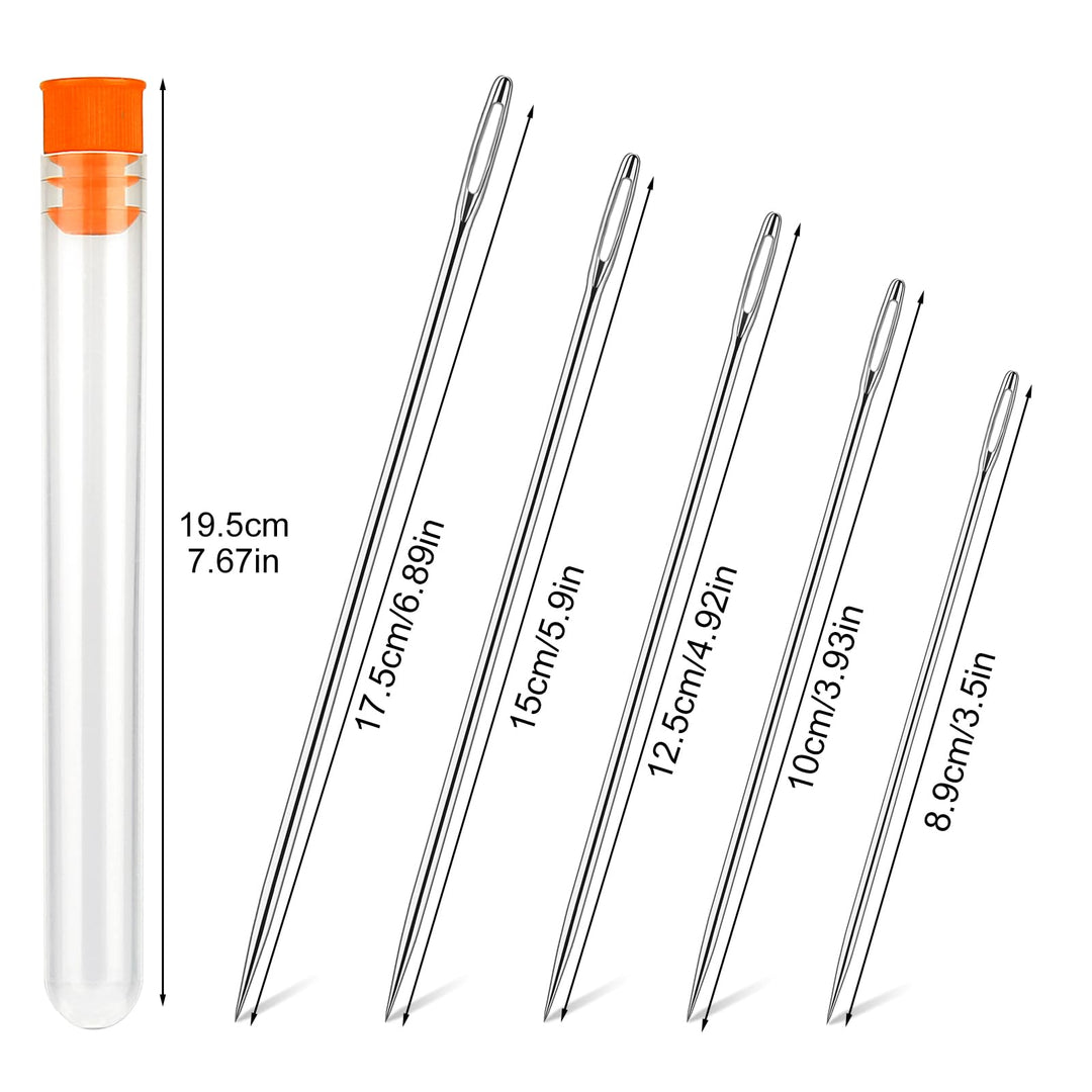 Long Sewing Needles, 5 Sizes - 3.5/3.9/4.9/5.9/6.9'', Stitching Needles, Large-Eye Hand Quilting Needles, Hand Sewing Needles for Thick Cushion, Sofa, Curtain, Carpet, Act Crafts