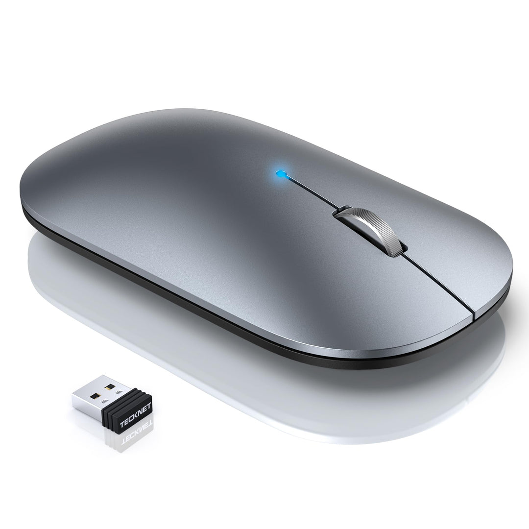 Wireless Mouse, BT5.0/3.0 2.4GHz Silent Computer Mouse with USB Receiver,4000DPI Rechargeable Portable Bluetooth Mouse for Laptop/MacBook/Pro/iPad/Windows