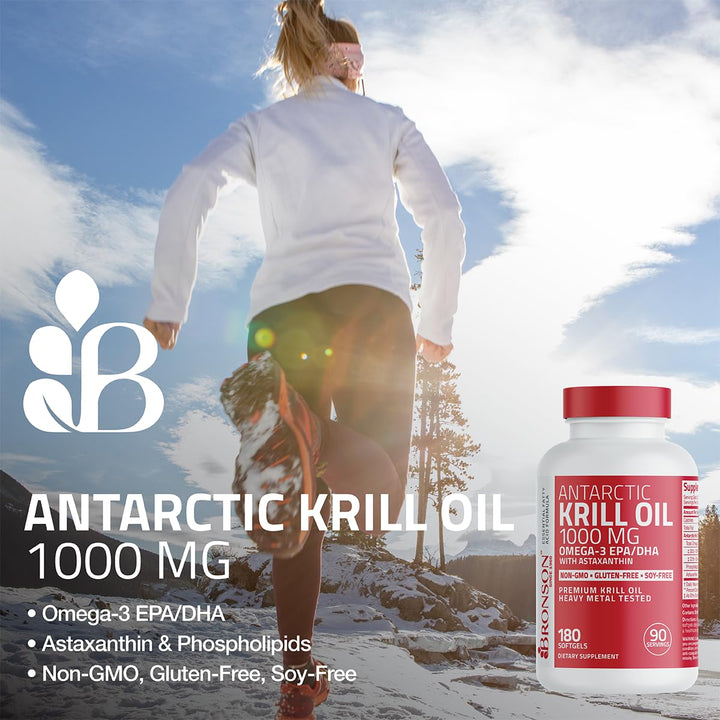 Antarctic Krill Oil 1000 mg with Omega-3s EPA, DHA, Astaxanthin and Phospholipids 120 Softgels
